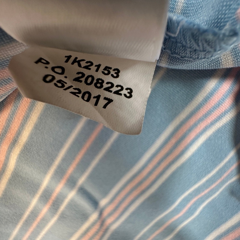Vineyard Vines Performance Polo Shirt Mens XL Blue Pink Striped Forsythe Logo - Picture 9 of 9
